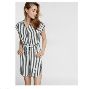 White and Black striped Express dress with tie.